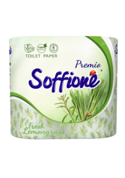 Туалетная бумага Soffione Fresh Lemongrass 3 слоя, 4 рулона